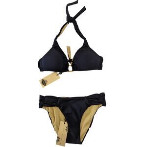 A. Che Halter Ruched Adjustable Bikini Set Size Small